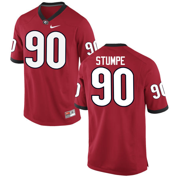 Men Georgia Bulldogs #90 Tanner Stumpe College Football Jerseys-Red - Click Image to Close